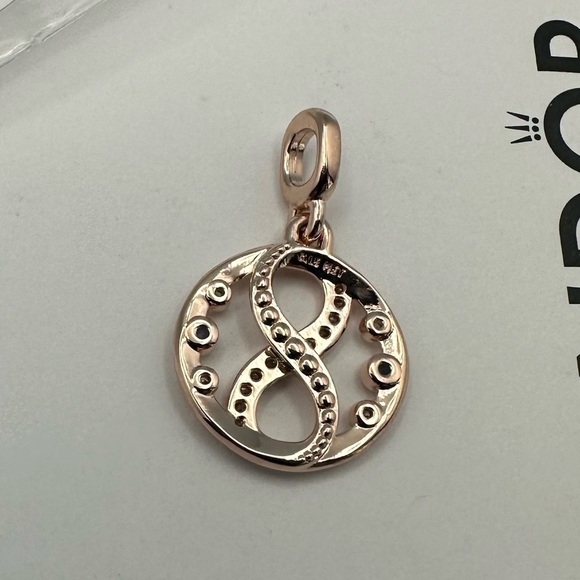 Pandora ME Infinity Charm Rose Gold-Plated CZ Blue & Clear NWT - Picture 4 of 6